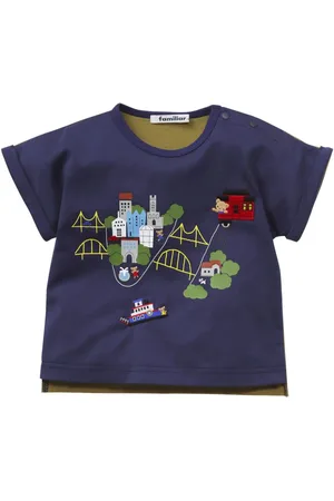 Familiar Embroidered-design cotton T-shirt