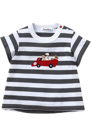 Familiar Appliqué-detail striped T-shirt