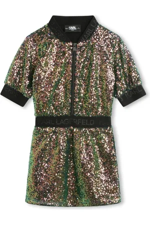 Karl Lagerfeld Sequin-embellished logo-jacquard minidress