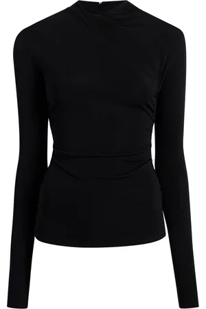 Another Tomorrow Crossover-neck long-sleeve top