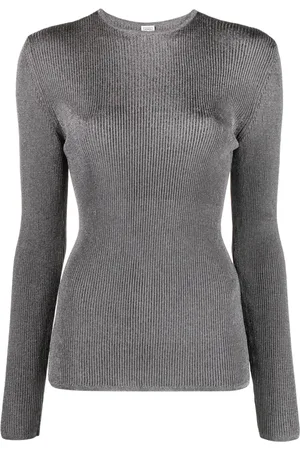Totême Metallic ribbed-knit jumper