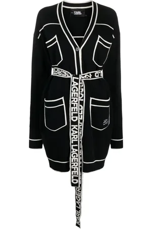 Karl Lagerfeld Logo-print belted cardigan