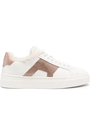 santoni Rhinestone-embellished leather sneakers