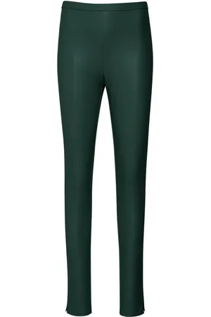 Extro & Vert PU faux leather leggings with seam detail in khaki
