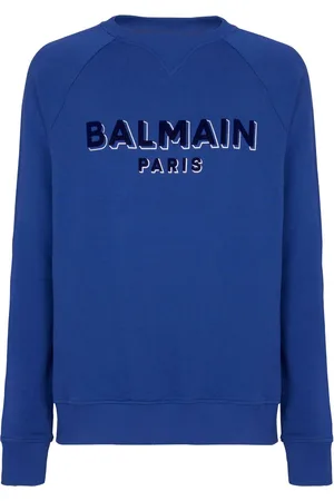 Balmain Logo-flocked cotton sweatshirt