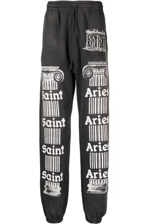 SAINT MXXXXXX Slogan-print cotton track pants