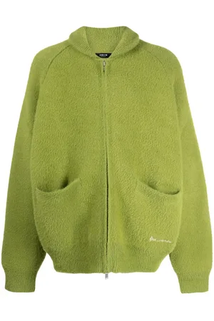 FIVE CM Logo-embroidered brushed cardigan