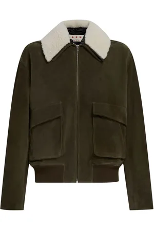 Marni Shearling collar zip-up leather jacket