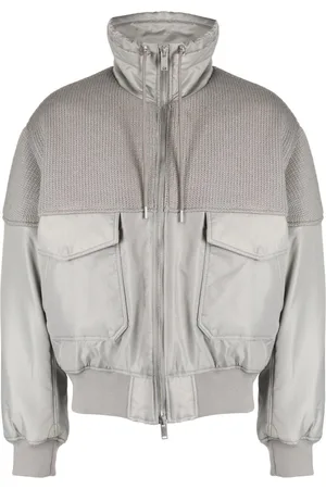 FIVE CM Logo-appliqué knitted-panel bomber jacket