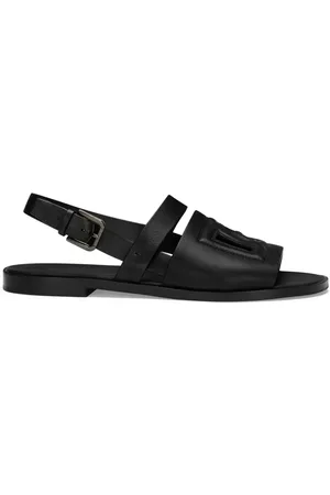 Dolce & Gabbana Logo-embossed leather slides