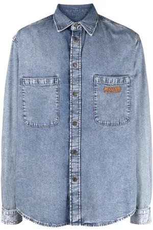 Moschino Logo-embroidered denim shirt
