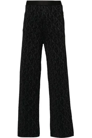 Palm Angels Monogram-jacquard knitted trousers