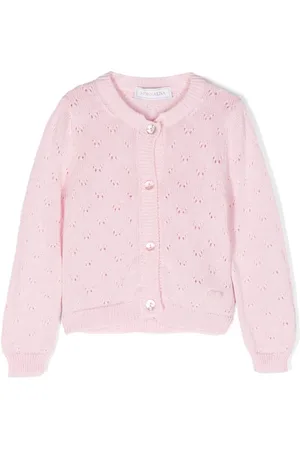 MONNALISA Ribbed-trim pointelle cardigan