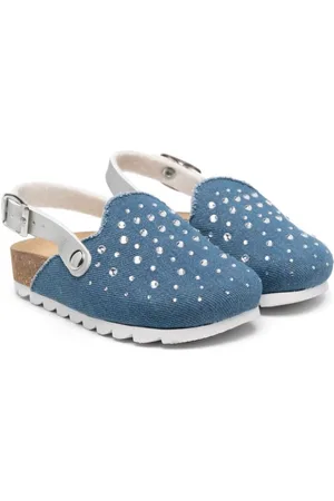 MONNALISA Rhinestone-embellished denim sandals