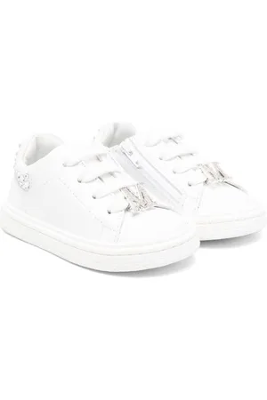 MONNALISA Logo-plaque leather sneakers