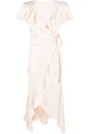 Serafini Ruffled satin wrap dress