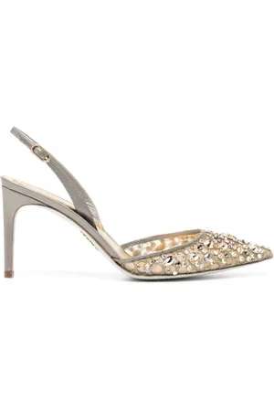 René Caovilla 70mm rhinestone-embellished sandals - Gold