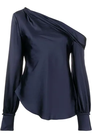 Simkhai Alice asymmetric draped-shoulder blouse