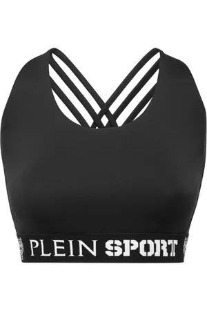 Palm Angels floral-print logo-underband sports bra, Black