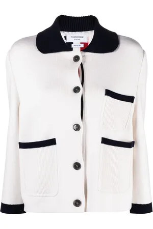 Thom Browne Colourblock-trims knitted cardigan