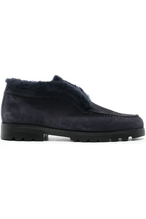 santoni Tonal-stitching leather loafers