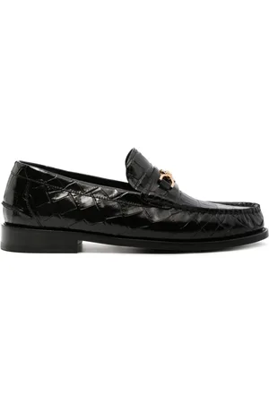 VERSACE Medusa crocodile-embossed leather loafers