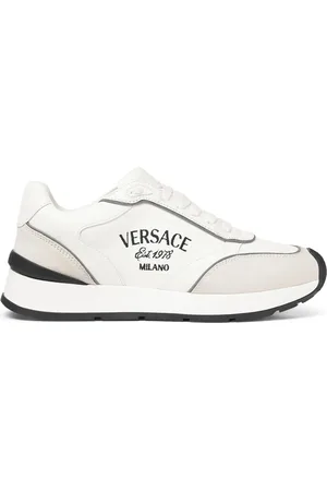 VERSACE Logo-embroidered panelled sneakers