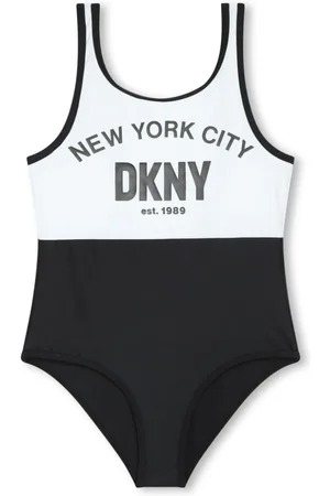 DKNY Logo-print two-tone swimsuit