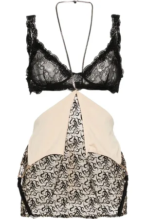 The Attico Logo-embroidered tulle top