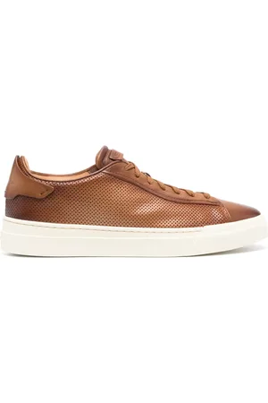 santoni Perforated-design leather sneakers