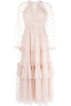 Needle & thread embroidered bodice clearance tulle skater dress in rose