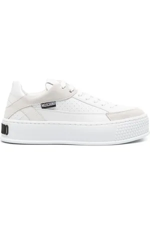 Moschino Logo-embossed leather sneakers
