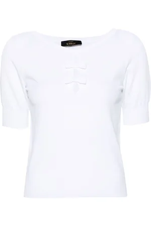 Twin-Set Bow-detail ribbed top