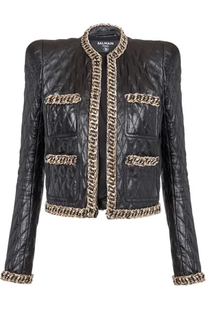 Balmain Chain-detail quilted leather jacket