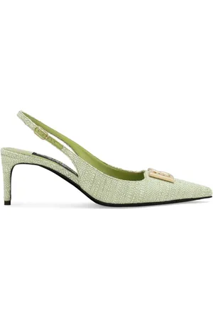 Dolce & Gabbana Logo-plaque raffia slingback pumps