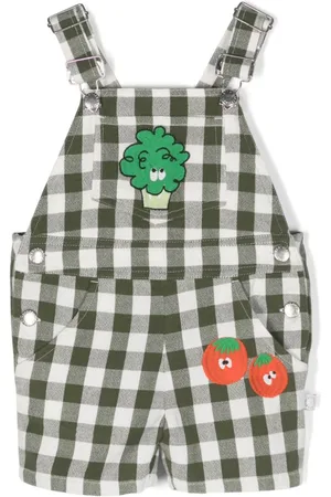 Stella McCartney Vegetables-embroidered checked dungarees