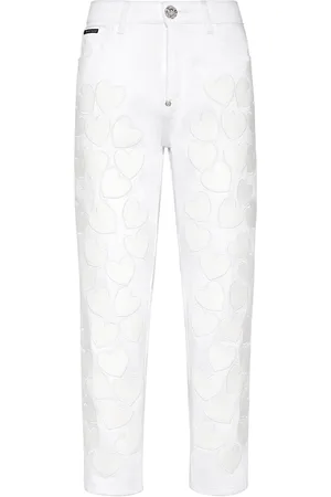 Philipp Plein Heart-patches cropped jeans