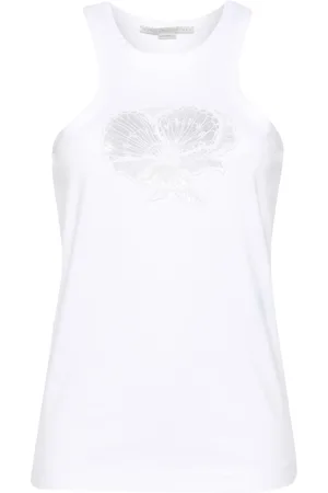 Stella McCartney Floral-embroidered cotton tank top