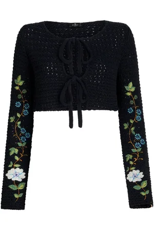 Etro Floral-embroidered crochet-knit cardigan