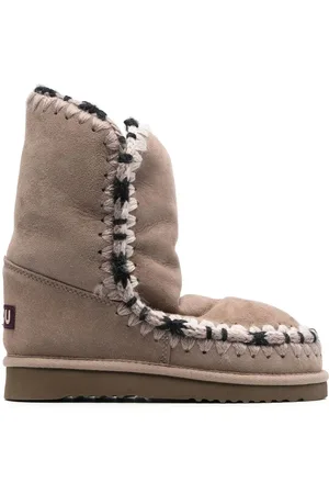 Mou Constrast-stitching moccasin boots