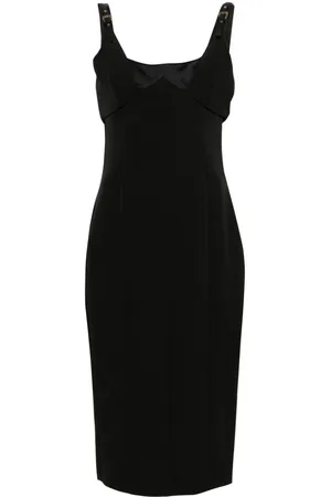 VERSACE Square-neck cady midi dress