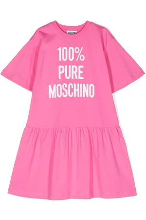 Moschino Kids flared logo-print T-shirt dress - Yellow