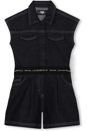 Karl Lagerfeld Logo-waistband denim playsuit
