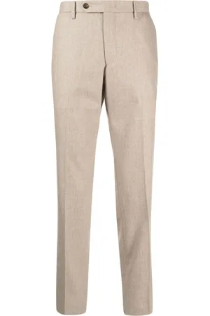 MAN ON THE BOON. Pressed-crease flannel tapered trousers