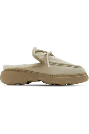 Burberry Logo-charm suede mules