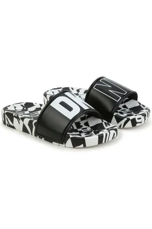 DKNY Logo-print two-tone slides