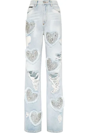 Philipp Plein Heart high-rise wide-leg jeans