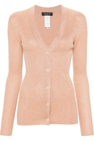 Fabiana Filippi Metallic-threading ribbed-knit cardigan