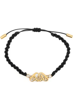 Alexander McQueen Seal-plaque braided-strap bracelet