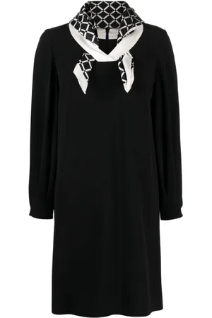 Paule Ka Attached-scarf crepe midi dress